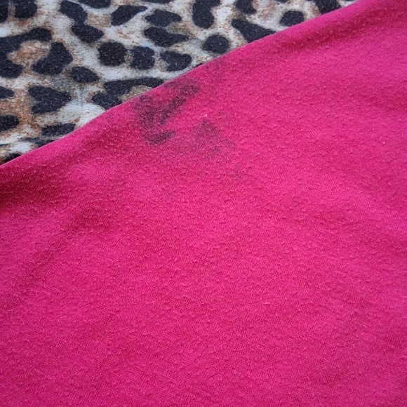 Women Hot Pink Top with Leopard Print Sleeves - Picture 8 of 10